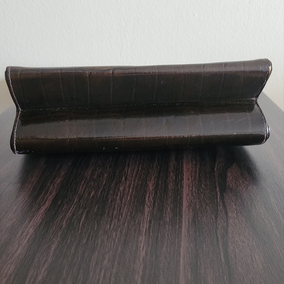 Vintage faux crocodile Block brand women's purse gold tone handle bag - Picture 8 of 14